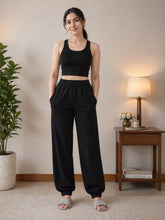 LENIA Women's Sleeveless Crop Top & Jogger Pants Set – Premium Heavy Fabric Co-Ord Set