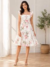 LENIA Women's Premium Super Soft Georgette Floral Printed Ruffle Dress