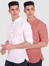 Mens Casual Slim Fit Full Sleeve Cotton Kurta (Pack 2)