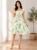 LENIA Women's Premium Super Soft Georgette Floral Printed Ruffle Dress