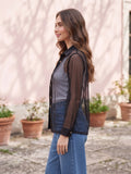 Women’s Black Sheer Button-Down Cover-Up Shirt with Long Sleeves