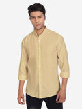 Men Pure Cotton Mandarin Collar Casual Shirt