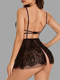 Women's Floral Lace Babydoll Lingerie Set | Elegant Sleeveless Nightwear Dress ( 271 )