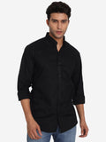 Men Pure Cotton Mandarin Collar Casual Shirt