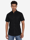 Men Pure Cotton Mandarin Collar Casual Half Sleeve Shirt