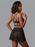 Women's Floral Lace Babydoll Lingerie Set | Elegant Sleeveless Nightwear Dress ( 271 )