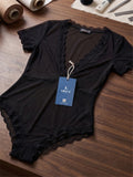 Women’s Black Sheer Robe Lingerie Set with Lace Trim and Satin Belt ( RDB41 )