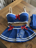 Women’s  Bow-Detail Lingerie Set with Ruffle Trim and Mini Skirt