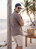 Men’s Premium Polyester Printed Half Sleeve Casual Shirt – Brown