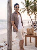 Men’s Premium Polyester Printed Half Sleeve Casual Shirt – Brown