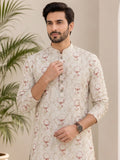 Men's Printed Cotton Blend Kurta | Mandarin Collar | Full Sleeve Ethnic Wear