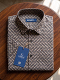 Men’s Premium Polyester Printed Half Sleeve Casual Shirt – Brown