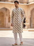 Men’s Printed Kurta with Mandarin Collar – Festive Ethnic Wear