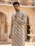 Men’s Printed Kurta with Mandarin Collar – Festive Ethnic Wear