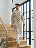 Men’s Printed Kurta with Mandarin Collar – Festive Ethnic Wear