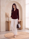 Women's Crepe Formal V-Neck Office Top