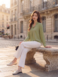 Women's Crepe Formal V-Neck Office Top