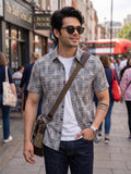 Men’s Premium Polyester Geometric Printed Half Sleeve Casual Shirt – Gray