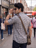 Men’s Premium Polyester Geometric Printed Half Sleeve Casual Shirt – Gray