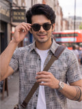 Men’s Premium Polyester Geometric Printed Half Sleeve Casual Shirt – Gray
