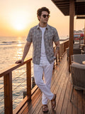 Men’s Premium Polyester Geometric Printed Half Sleeve Casual Shirt – Gray