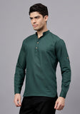 LENIA Men's Cotton Blend Slim Fit Short Kurta Pack of 1