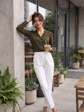 Women's Crepe Formal V-Neck Office Top