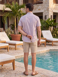 Men’s Premium Polyester Printed Half Sleeve Casual Shirt – Light Pink