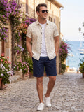 Men’s Premium Polyester Printed Half Sleeve Casual Shirt – Light Beige