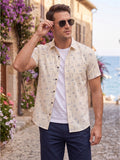 Men’s Premium Polyester Printed Half Sleeve Casual Shirt – Light Beige