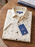 Men’s Premium Polyester Printed Half Sleeve Casual Shirt – Light Beige