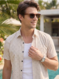 Men’s Premium Polyester Printed Half Sleeve Casual Shirt – Light Cream