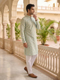 Men’s Printed Kurta with Mandarin Collar – Festive Ethnic Wear