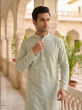 Men’s Printed Kurta with Mandarin Collar – Festive Ethnic Wear