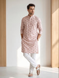 Men’s Printed Kurta with Mandarin Collar – Festive Ethnic Wear