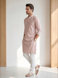 Men’s Printed Kurta with Mandarin Collar – Festive Ethnic Wear
