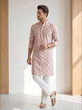 Men’s Printed Kurta with Mandarin Collar – Festive Ethnic Wear