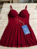 Women's Lace Mesh Babydoll Nightdress with Matching Thong ( 535 )