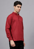LENIA Men's Cotton Blend Slim Fit Short Kurta Pack of 1