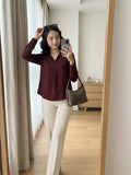 Women's Crepe Formal V-Neck Office Top