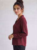 Women's Crepe Formal V-Neck Office Top