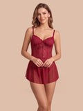 Women's Lace Satin Babydoll Nightdress with Matching Panty  ( 400 )