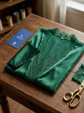 Women's Satin Lace Robe Nightwear with Waist Tie Belt ( 521 )