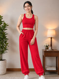 LENIA Women's Sleeveless Crop Top & Jogger Pants Set – Premium Heavy Fabric Co-Ord Set