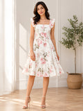 LENIA Women's Premium Super Soft Georgette Floral Printed Ruffle Dress