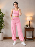 LENIA Women's Sleeveless Crop Top & Jogger Pants Set – Premium Heavy Fabric Co-Ord Set