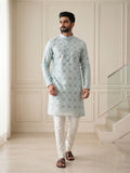 Men's Cotton Blend Embroidered Kurta | Mandarin Collar | Full Sleeves | Festive & Ethnic Wear