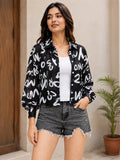 LENIA Women's Premium Printed Georgette Shirt – Abstract Letter Print