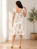 LENIA Women's Premium Super Soft Georgette Floral Printed Ruffle Dress