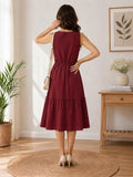 LENIA Women's Sleeveless V-Neck Tiered Midi Dress